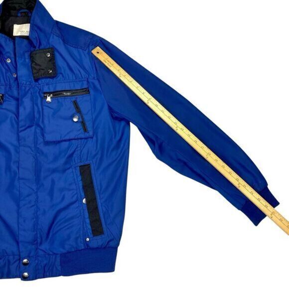 Zara Man Utility Jacket Men XL Blue Black Zip Button Sport Classic Bomber Jacket - Picture 15 of 16